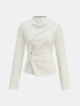 Long-Sleeve Twist Mock Neck Top